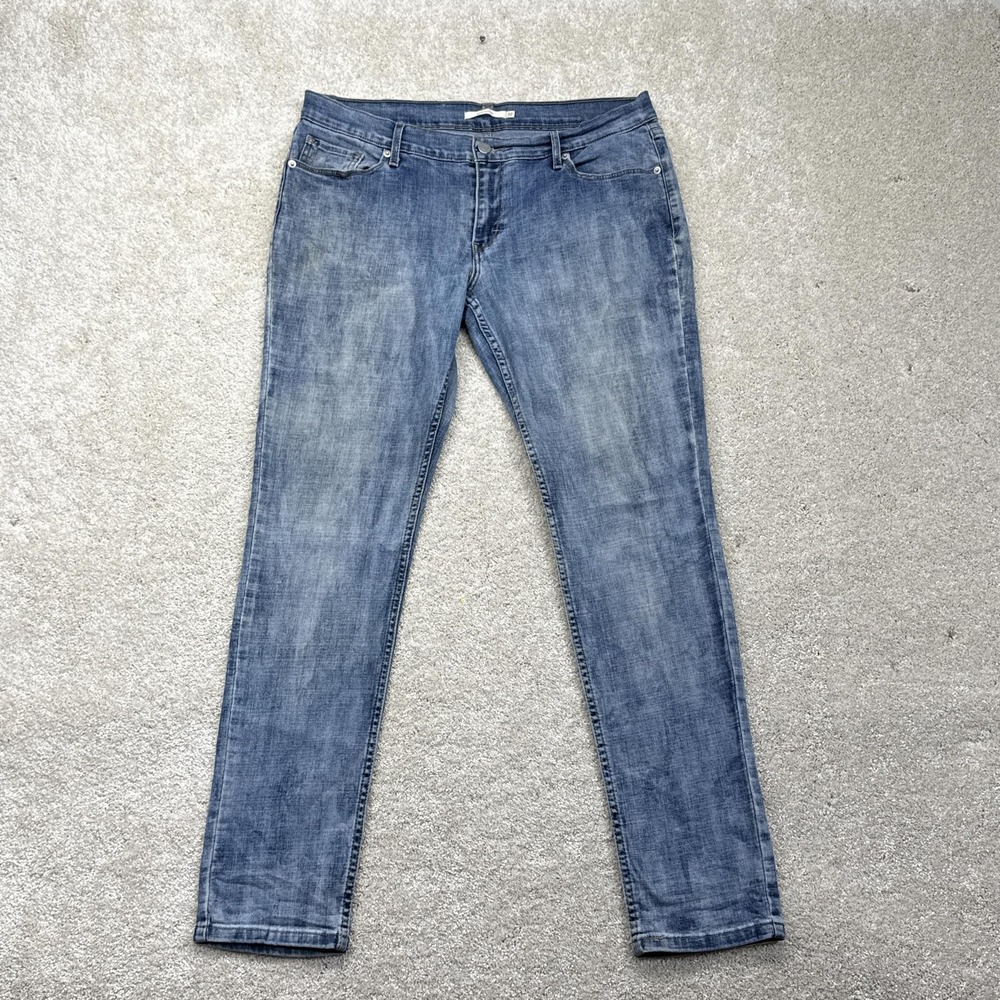 Levis 524 Skinny Jeans Womens 32 Blue Mid Rise Stretch Denim Medium Wash Slim